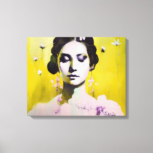 Toile Déesse de printemps Jaunes et roses (Recto)