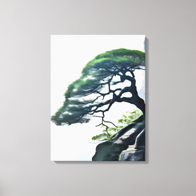 Toile Défier les probabilités : Bonsai Tree sur la falai (Recto)