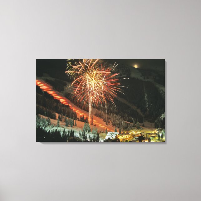 Toile Défilé aux flambeaux et feux d'artifice en hiver (Recto)