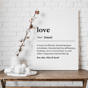Toile Définition d'amour personnalisée avec dictionnaire