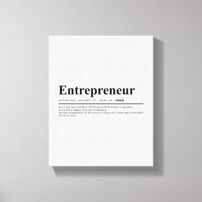 Toile Définition de l'entrepreneur | Devis motivationnel (Recto)
