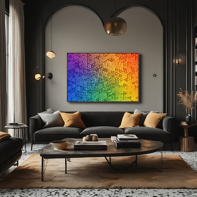 Toile Dégradé de triangle géométrique arc-en-ciel vibran (Créateur téléchargé)