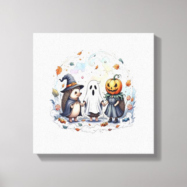 Toile Déguisement de hérissons mignons d'Halloween (Recto)