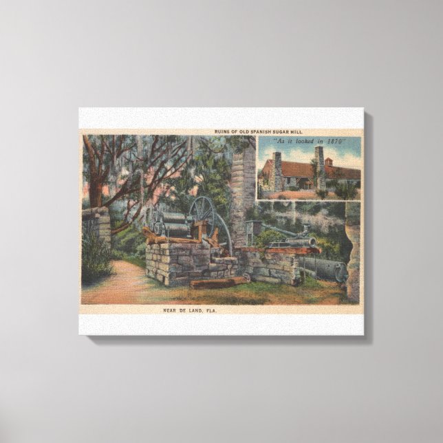 Toile Deland, FL - Ruines de l'ancienne usine espagnole  (Recto)