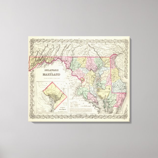 Toile Delaware et Maryland avec District de Columbia (Recto)