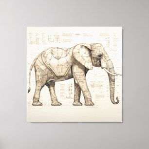 Toile d'éléphant africain diagrammatique Imprimer