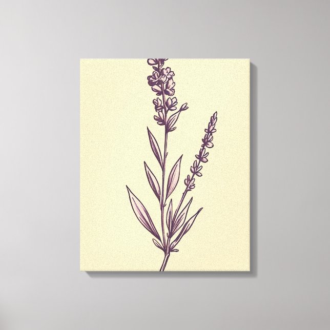 Toile Délicat brin de lavande sur fond de crème (Recto)