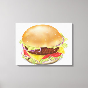 Toile Délicieux hamburger ou cheeseburger.
