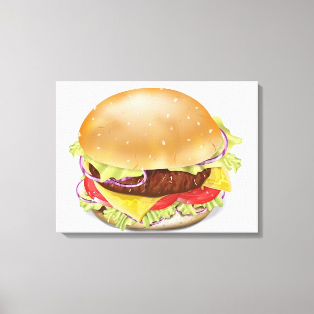 Toile Délicieux hamburger ou cheeseburger. (Recto)