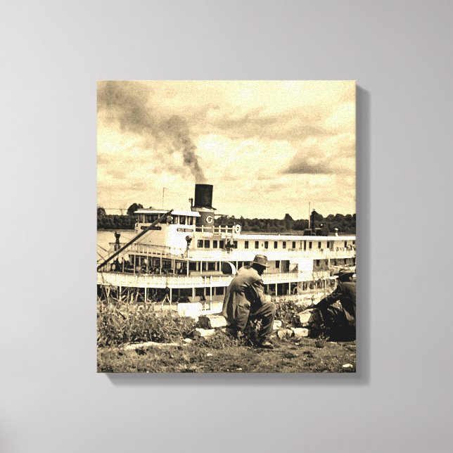 Toile Delta Queen Steamboat Mississippi River Art (Recto)