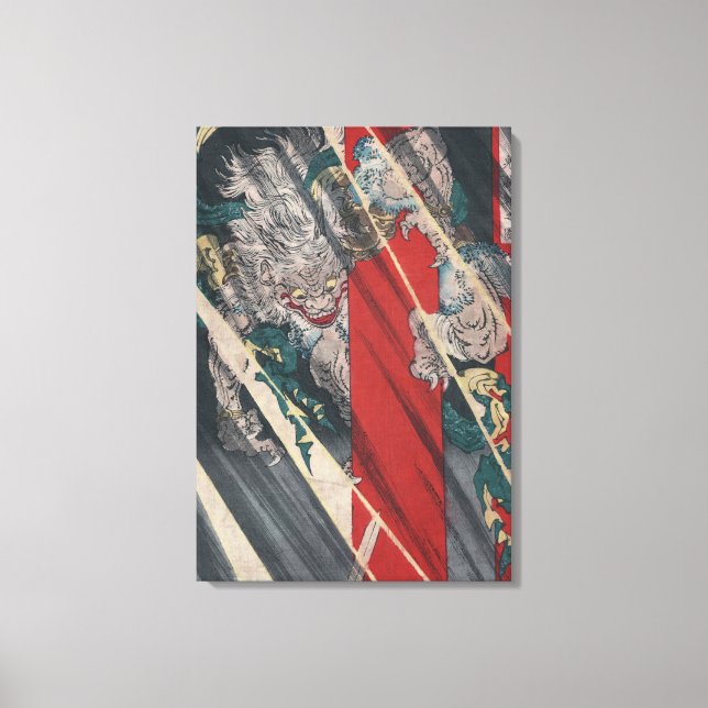 Toile Demon japonais Ukiyo-e Yokai Ibaraki par Yoshitosh (Recto)