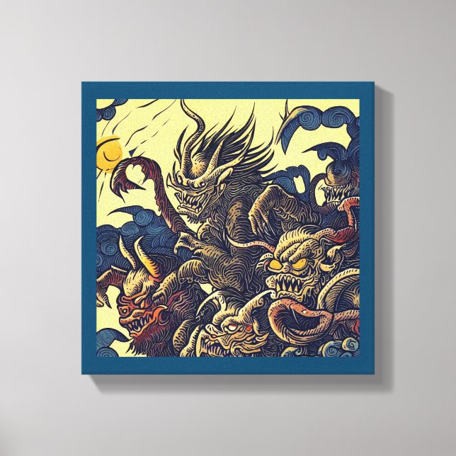 Toile Démons de fantasy - Gravure sur bois 4 (Recto)