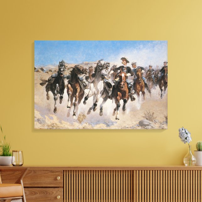Toile Démontés par Frederic Remington, Cowboys d'autrefo (Insitu(Salon))