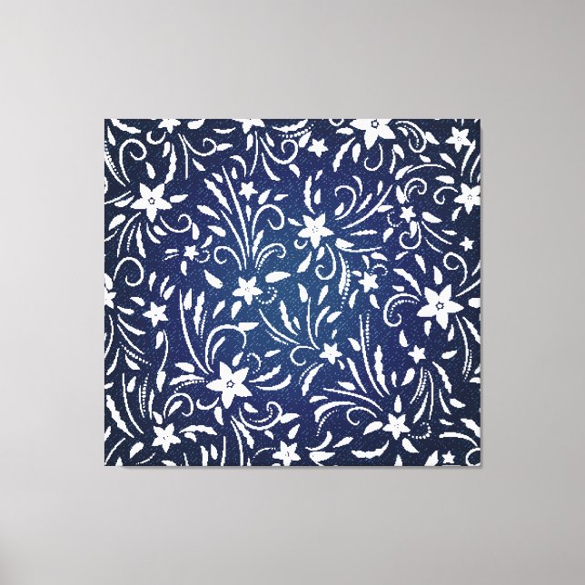 Toile Denim Blooms : Floral Pattern Arrière - plan (Recto)