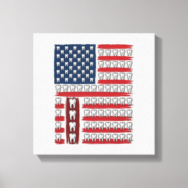 Toile Dentiste Patriotique Dent Drapeau (Recto)