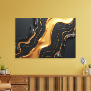 Toile Dérive d'Or Fondu – Luxe 36x24 Abstrait Fluide