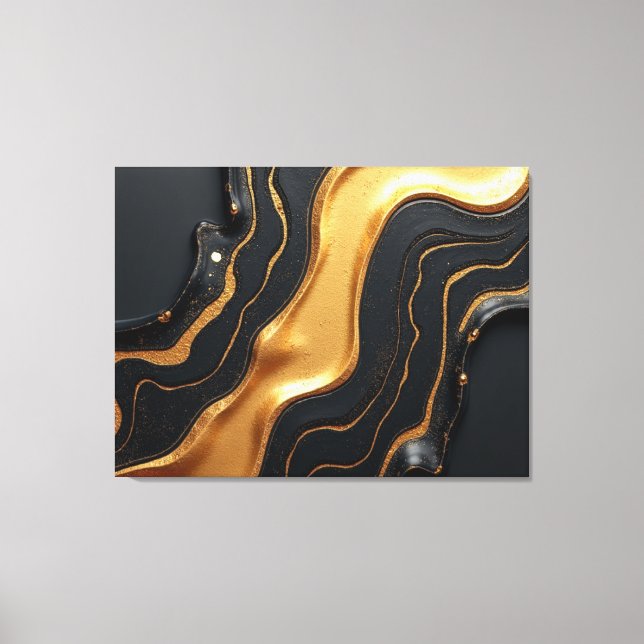 Toile Dérive d'Or Fondu – Luxe 40x32 Abstrait Fluide (Recto)