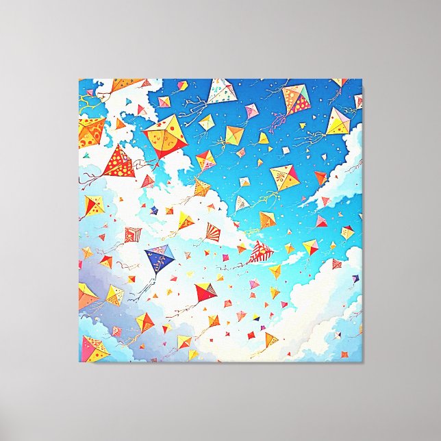 Toile Des cerfs-volants joyeux grimpent en flèche (Recto)