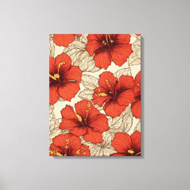 Toile Des fleurs d'Hibiscus rouge vibrantes partout (Recto)
