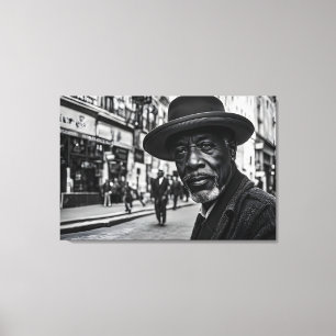 Toile Des gens rétro dans la rue