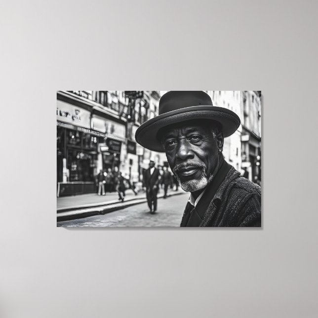 Toile Des gens rétro dans la rue (Recto)