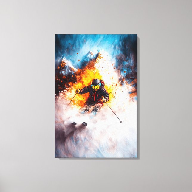 Toile Descente de ski extrême - Art du sport dynamique - (Recto)