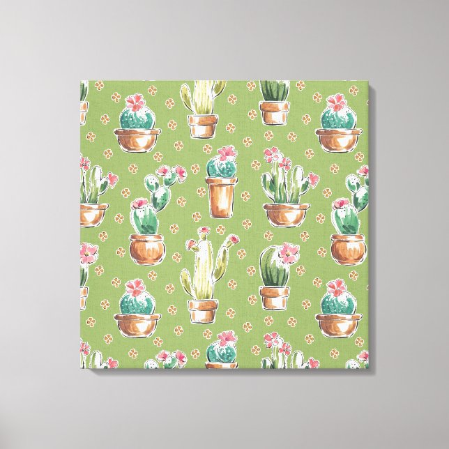 Toile Desert Bloom | Pattern vert (Recto)
