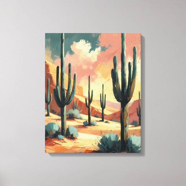 Toile Desert Cactus Under Sunlight – Abstract Canvas Art (Recto)
