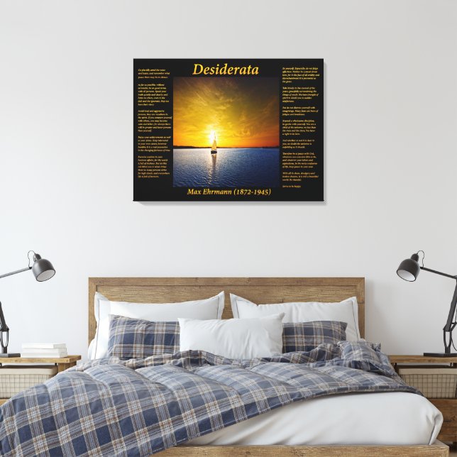 Toile Desiderata avec voilier au coucher du soleil (Insitu(Chambre))