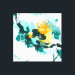 Toile Design Abstrait moderne Turquoise et Jaune peint<br><div class="desc">Belle peinture abstraite moderne transformée en ce design coussin charmant - inspiré par les vagues et le coucher du soleil à l'horizon</div>