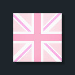 Toile Design Carré Union Jack rose/Drapeau<br><div class="desc">Union Flag (aussi connu sous le nom d'Union Jack),  drapeau britannique au design carré et aux couleurs roses.</div>