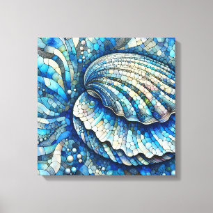 Toile Design De Mosaïque Coastère Clam Open En Blues