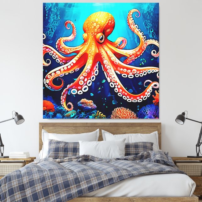Toile Design lumineux de la pieuvre de mer profonde (Insitu(Chambre))