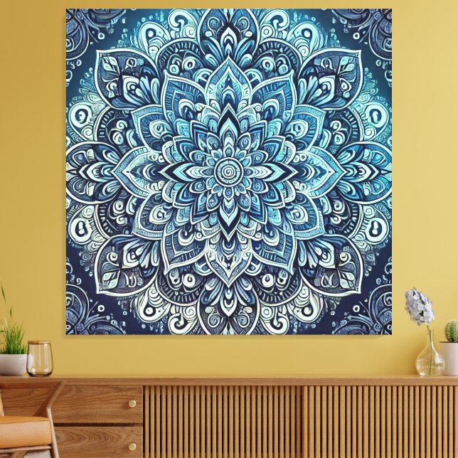 Toile Design Mandala dégradé bleu (Insitu(Salon))