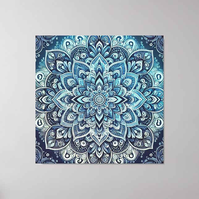 Toile Design Mandala dégradé bleu (Recto)