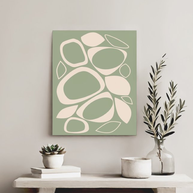 Toile Design moderne Design Vert Sage Crème Motif Abstra (Créateur téléchargé)