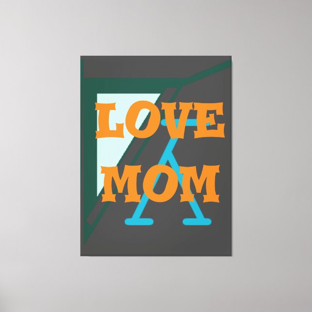 Toile Design moderne élégant_vert_gray_orange_love maman (Recto)