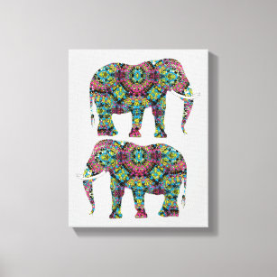 Toile Design orné d'éléphants indiens décorés