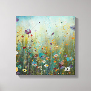 Toile Design paysager aux fleurs turquoise