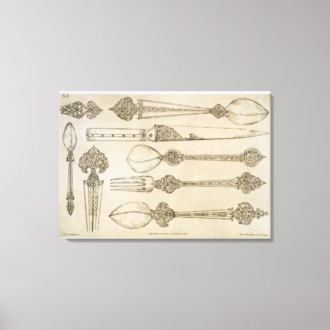Toile Design persan pour la coutellerie d'argent ordinai (Recto)