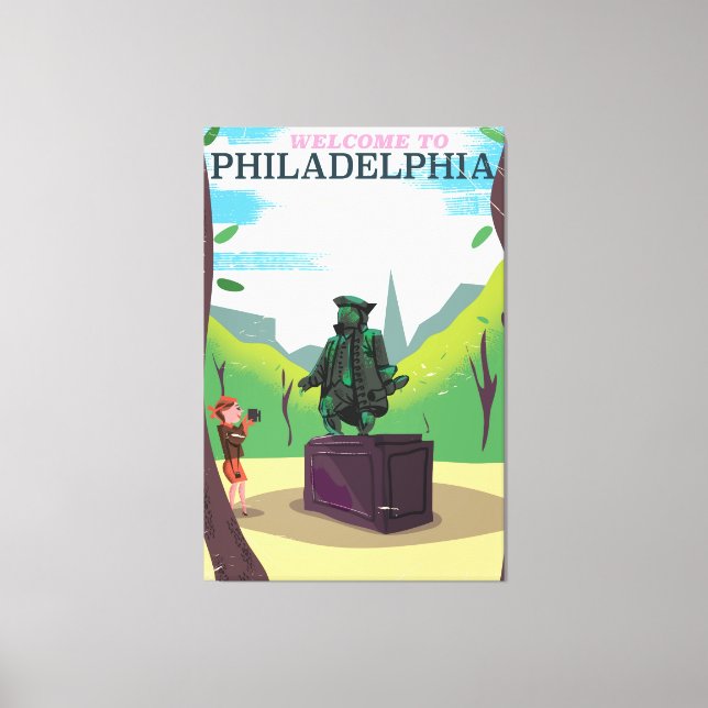 Toile Dessin animé de Benjamin Franklin à Philadelphie (Recto)