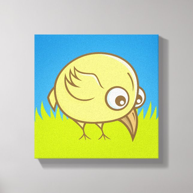 Toile Dessin animé d'oiseau jaune (Recto)