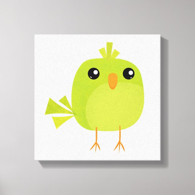 Toile Dessin animé d'oiseau vert   (Recto)