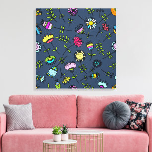 Toile Dessin artistique de motif floral fantaisiste