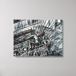 Toile Dessin au charbon de bois de cubes de bière et de 