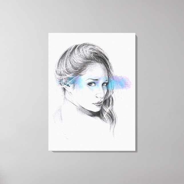 Toile Dessin au crayon de portrait de fille (Recto)
