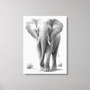 Toile Dessin au crayon éléphant