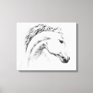 Toile Dessin au crayon portrait de cheval Art équestre
