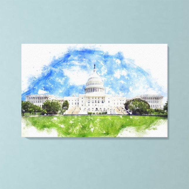 Toile Dessin au pastel du Capitole des États-Unis (Pastel Drawing of the United States Capitol. Canvas Print)
