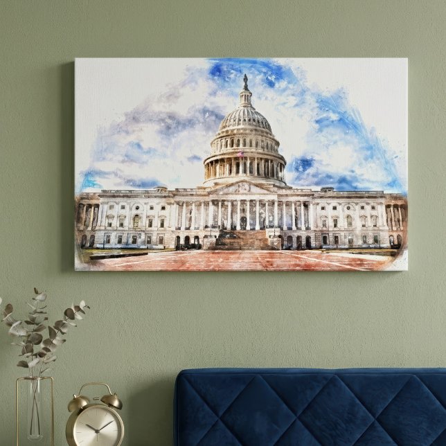 Toile Dessin au pastel du Capitole des États-Unis Washin (United States Capitol Pastel Drawing Washington DC. Canvas Print)